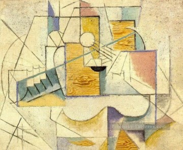 Guitare sur une table II 1912 cubisme Pablo Picasso Peinture à l'huile